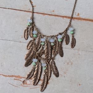 Lucky brand hippie boho feather necklace